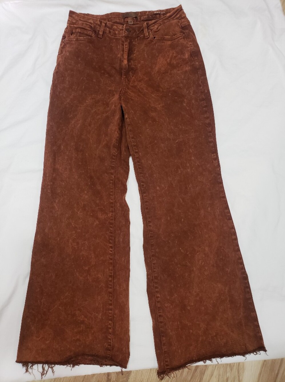 Judy Blue Pumpkin Spice Retro Wideleg Harvest Hue Dyed Rust Jeans 14W Curve